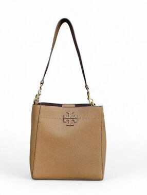 Tory Burch Mcgraw Leather Shoulder Bag - Camel